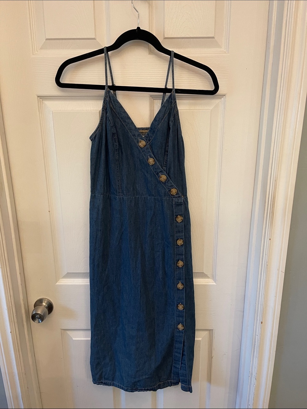 Universal Thread Denim Button-Front Denim Midi Dress w/adjustable straps
